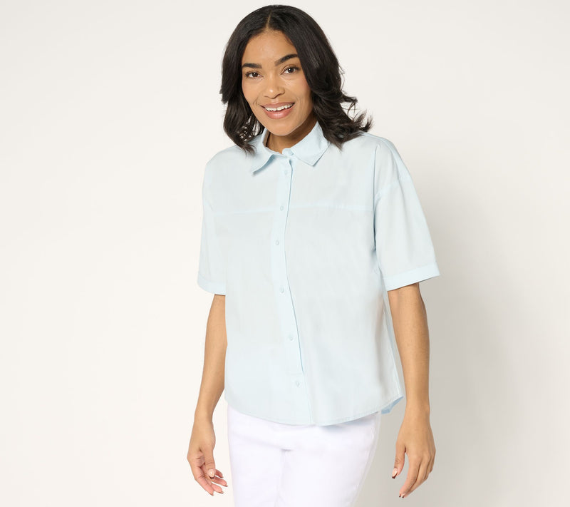 Women with Control Button Front Shirt with Knot Detail — View 7