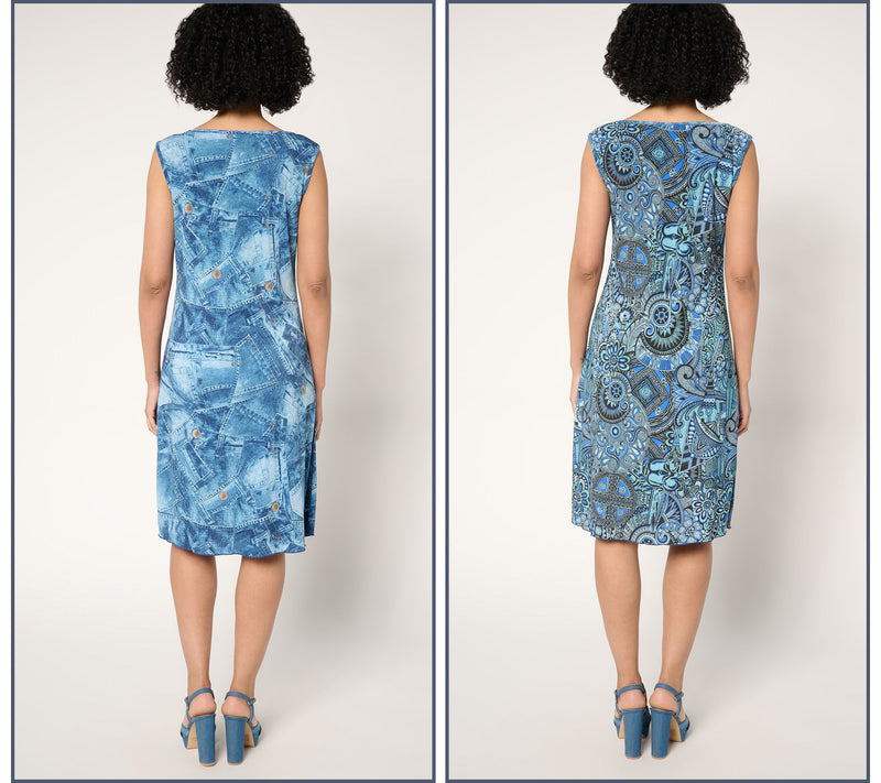 Women with Control Petite Reversible Printed Como Jersey Dress — View 4