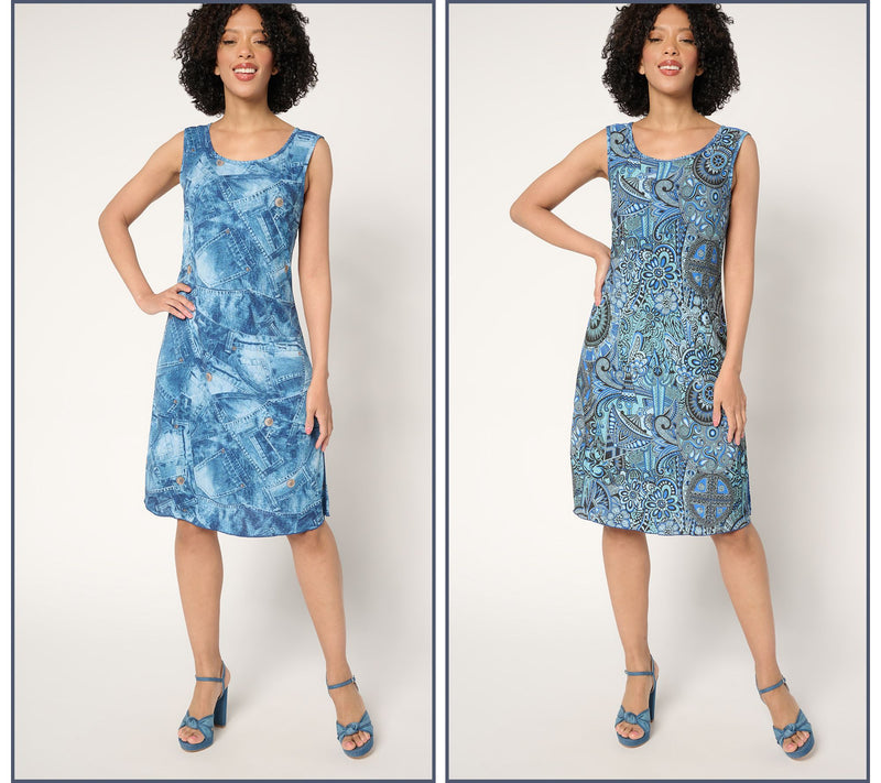 Women with Control Petite Reversible Printed Como Jersey Dress — Main view