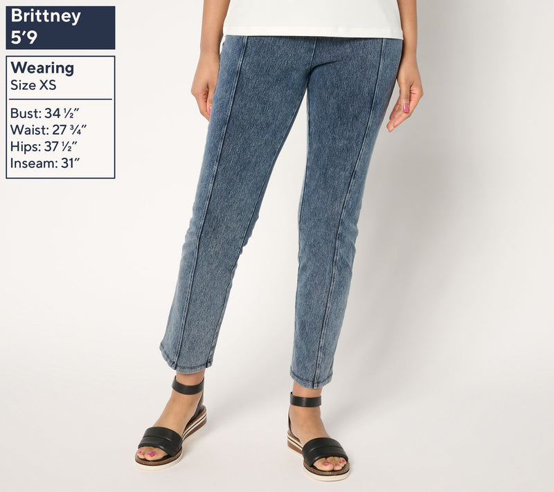 Women with Control Tummy Control Petite Straight Leg Denim Pants — View 9