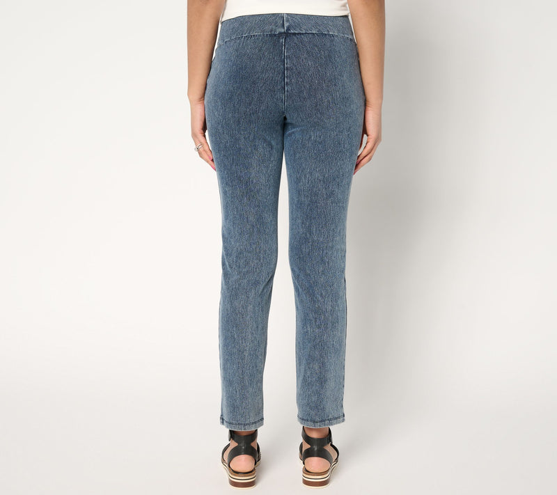 Women with Control Tummy Control Petite Straight Leg Denim Pants — View 10