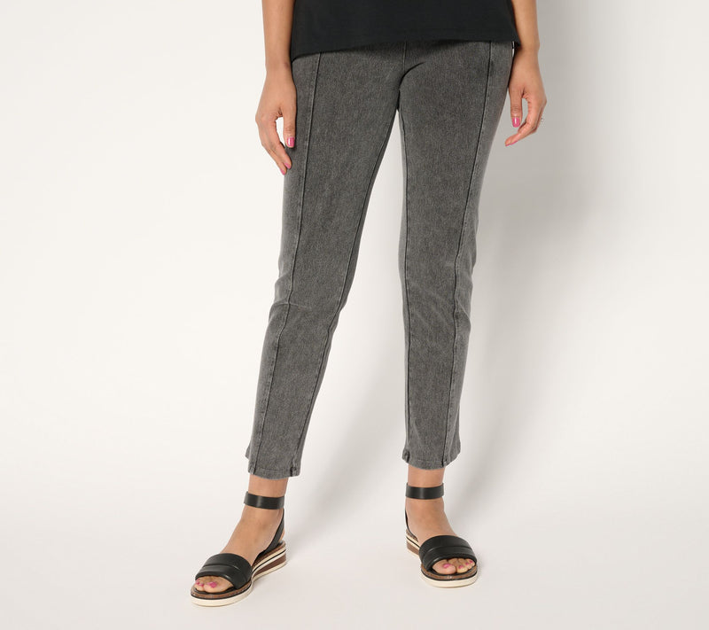 Women with Control Tummy Control Petite Straight Leg Denim Pants — View 7