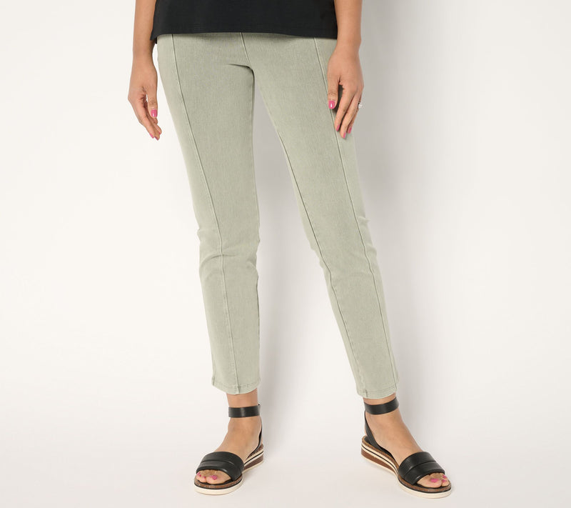 Women with Control Tummy Control Petite Straight Leg Denim Pants — Main view