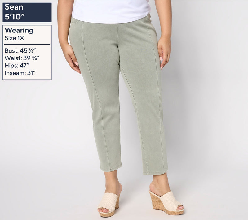 Women with Control Tummy Control Petite Straight Leg Denim Pants — View 8