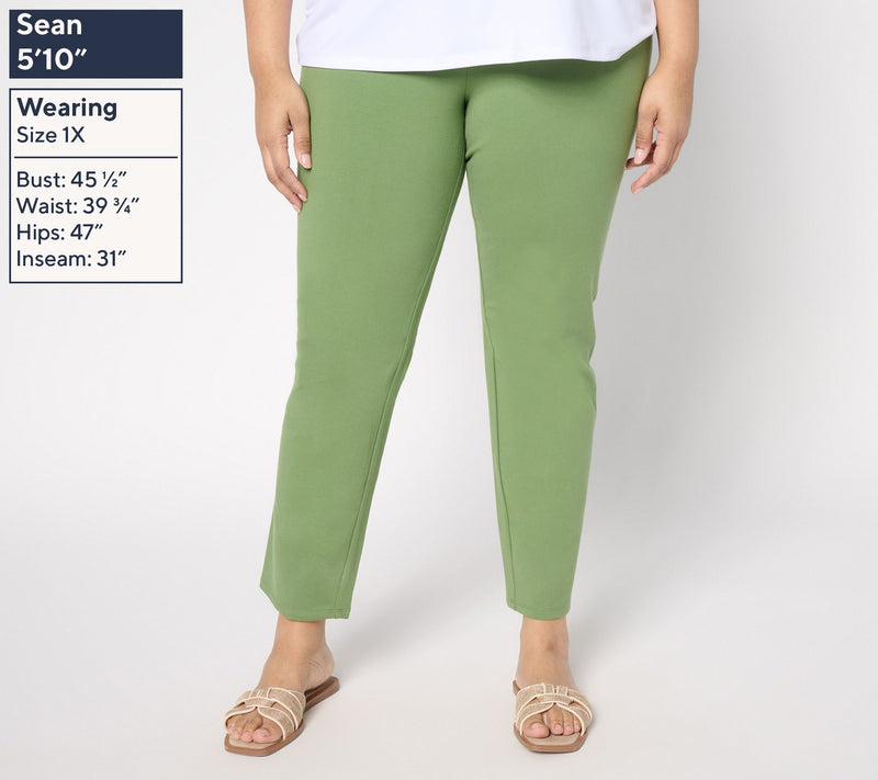Women with Control Tummy Control 86/14 Petite Slim Leg Pants — View 12