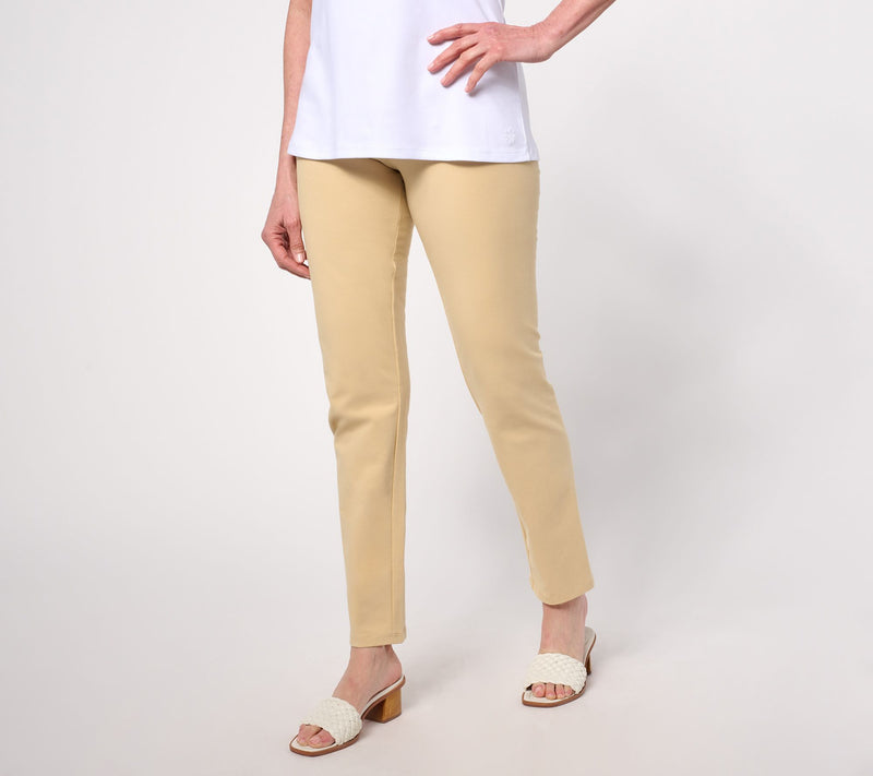 Women with Control Tummy Control 86/14 Petite Slim Leg Pants — View 7