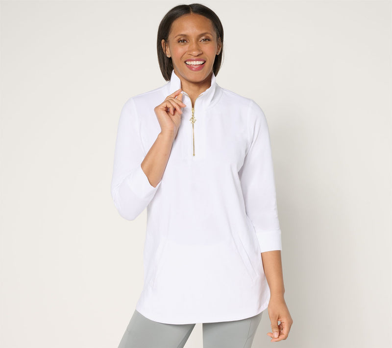 Denim & Co. Active Jersey Half Zip Tunic with Nautical Zip — View 11