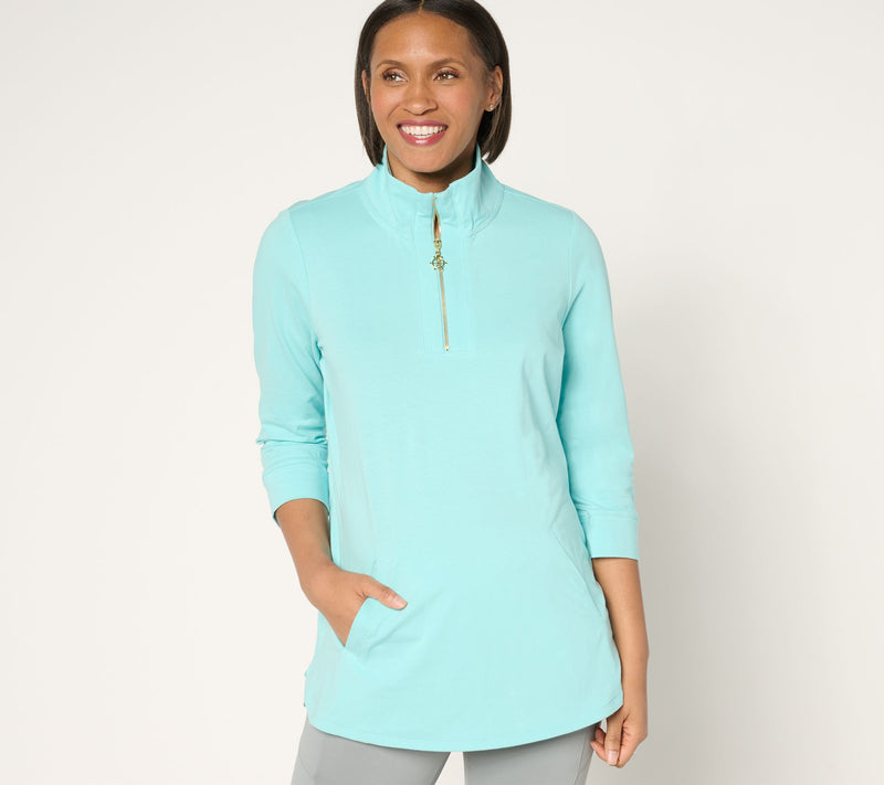 Denim & Co. Active Jersey Half Zip Tunic with Nautical Zip — View 12