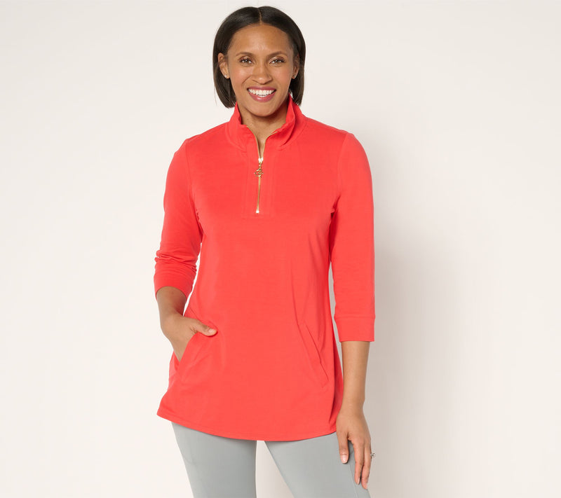 Denim & Co. Active Jersey Half Zip Tunic with Nautical Zip — View 13