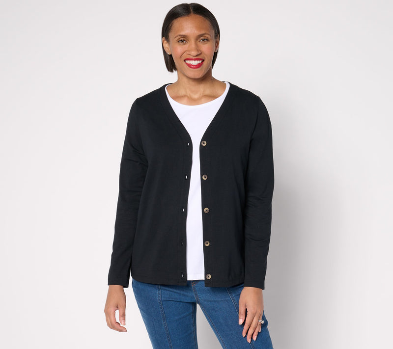 Denim & Co. Essentials Perfect Jersey Button Up Topper Cardigan — View 10