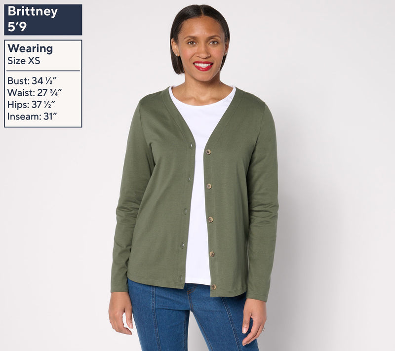 Denim & Co. Essentials Perfect Jersey Button Up Topper Cardigan — View 3