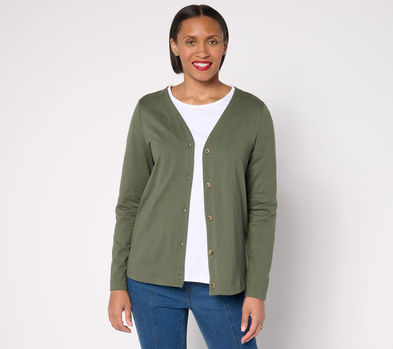 Denim & Co. Essentials Perfect Jersey Button Up Topper Cardigan — View 11