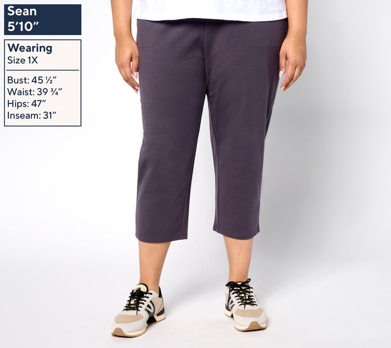 Denim & Co. Petite EasyWear French Terry Crop Pant — View 2