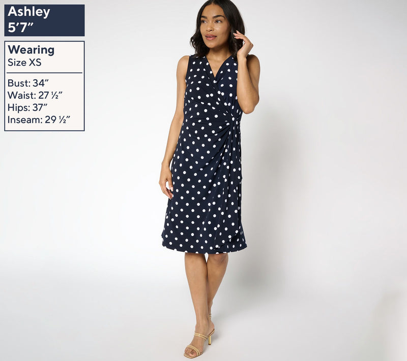 Susan Graver Regular Liquid Knit Faux Wrap Cascade Dress — View 15