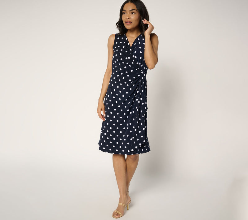 Susan Graver Tall Liquid Knit Faux Wrap Cascade Dress — View 7