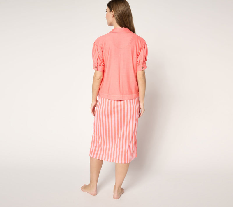 MUK LUKS Stretch Faux Denim Topper & Rib Knit Lounge Dress — View 13