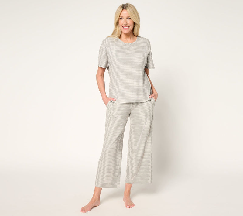 MUK LUKS Silky Rib Short Sleeve and Pant Lounge Set — View 5