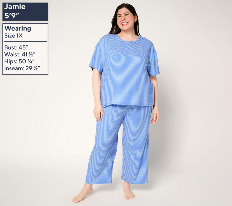 MUK LUKS Silky Rib Short Sleeve and Pant Lounge Set — View 12