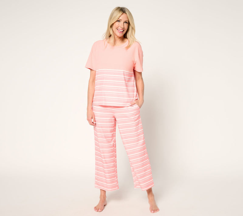 MUK LUKS Silky Rib Short Sleeve and Pant Lounge Set — View 7