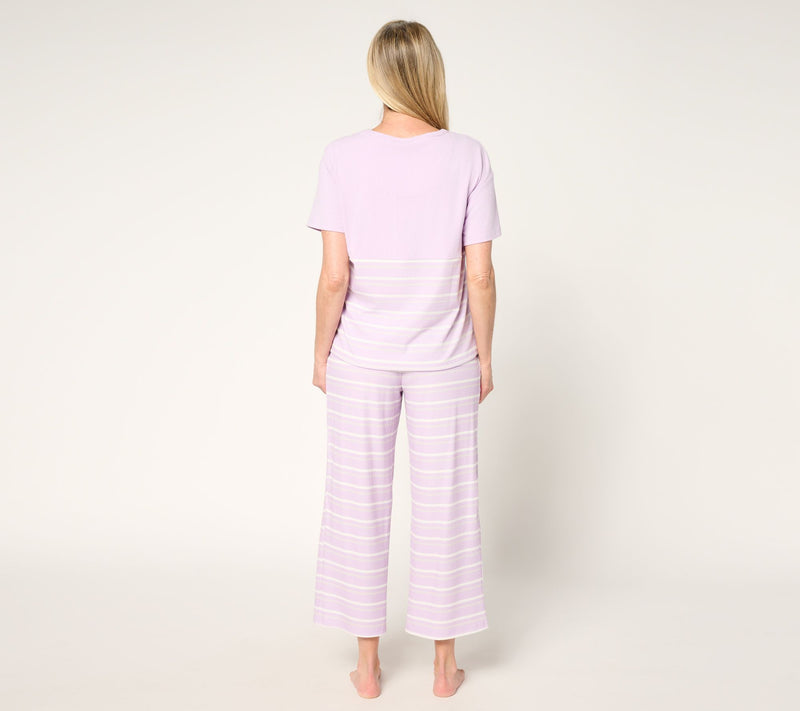 MUK LUKS Silky Rib Short Sleeve and Pant Lounge Set — View 14