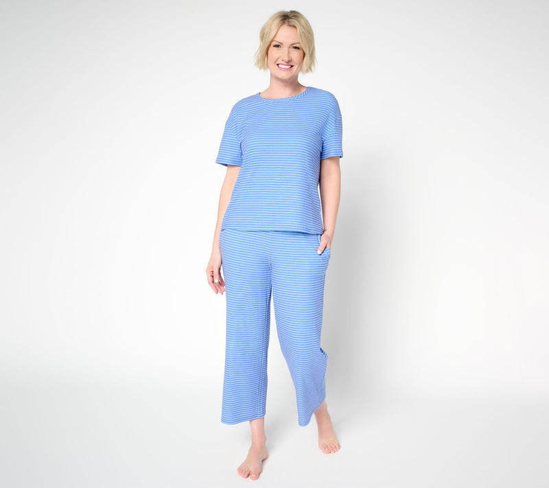 MUK LUKS Silky Rib Short Sleeve and Pant Lounge Set — View 9