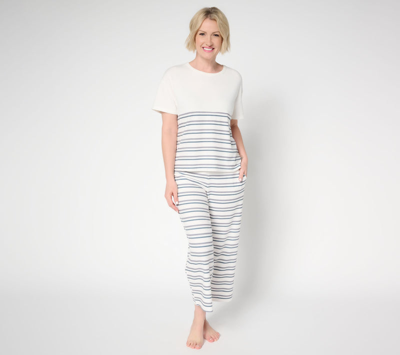 MUK LUKS Silky Rib Short Sleeve and Pant Lounge Set — View 11