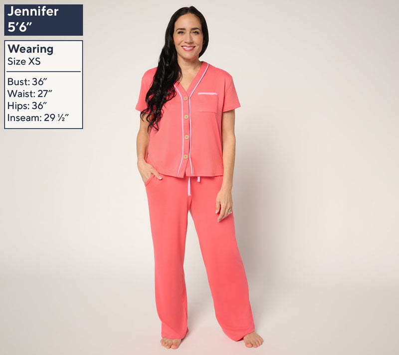 MUK LUKS Dream Cloud Button Front Short Sleeve Pajama Set — View 3
