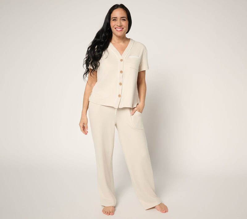 MUK LUKS Dream Cloud Button Front Short Sleeve Pajama Set — View 13