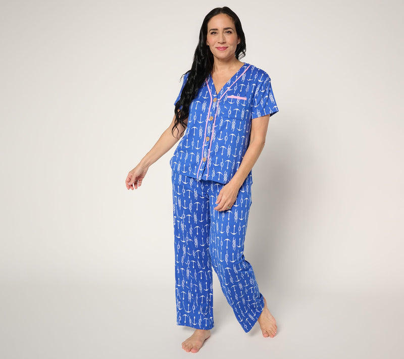 MUK LUKS Dream Cloud Button Front Short Sleeve Pajama Set — View 16