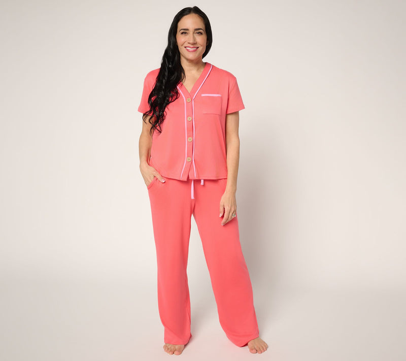 MUK LUKS Dream Cloud Button Front Short Sleeve Pajama Set — Main view