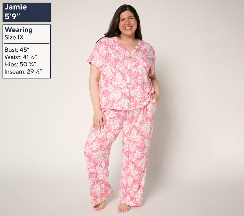 MUK LUKS Dream Cloud Button Front Short Sleeve Pajama Set — View 2