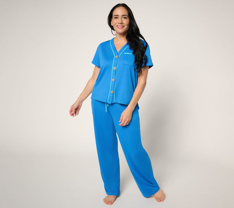 MUK LUKS Dream Cloud Button Front Short Sleeve Pajama Set — View 17