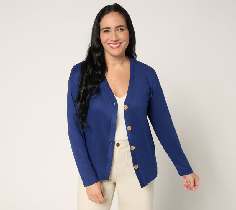 MUK LUKS Butter Knit Button Front Cardigan — View 9