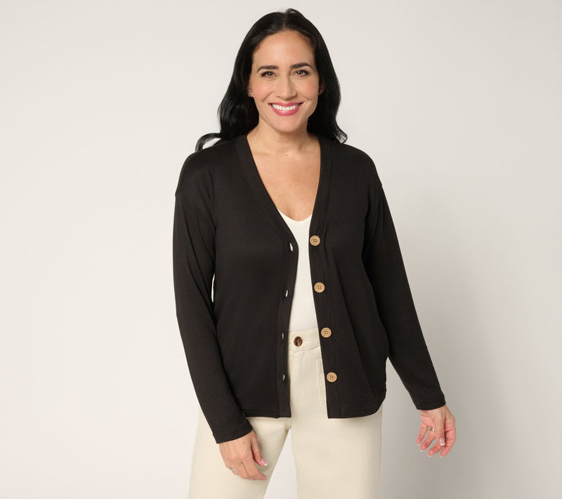 MUK LUKS Butter Knit Button Front Cardigan — View 13