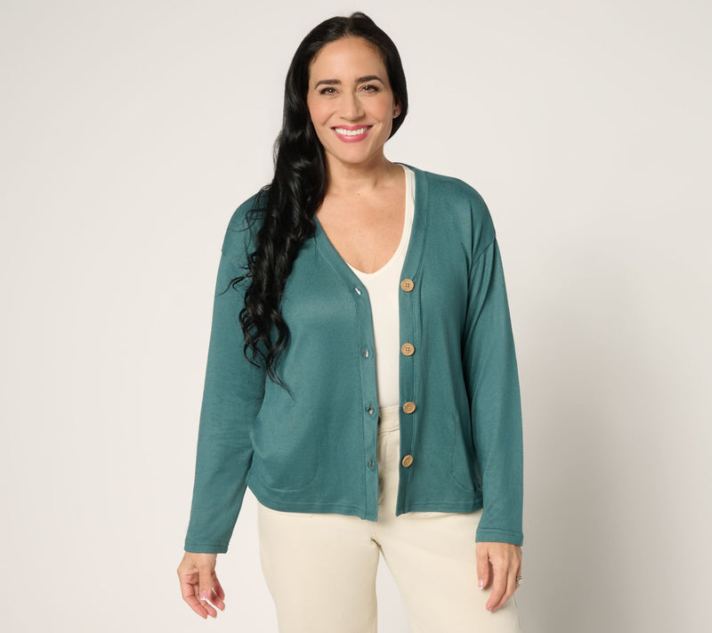 MUK LUKS Butter Knit Button Front Cardigan — View 11