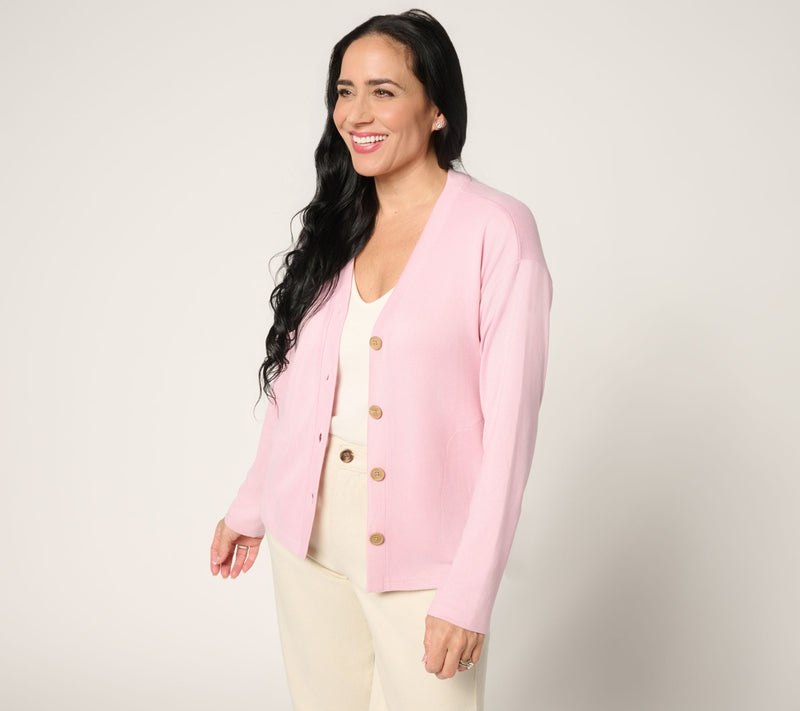 MUK LUKS Butter Knit Button Front Cardigan — View 3