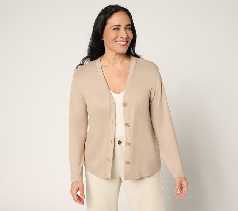 MUK LUKS Butter Knit Button Front Cardigan — View 7