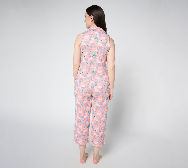 MUK LUKS Ribbed Butterknit Sleeveless Notch Collar Pajama Set — View 4