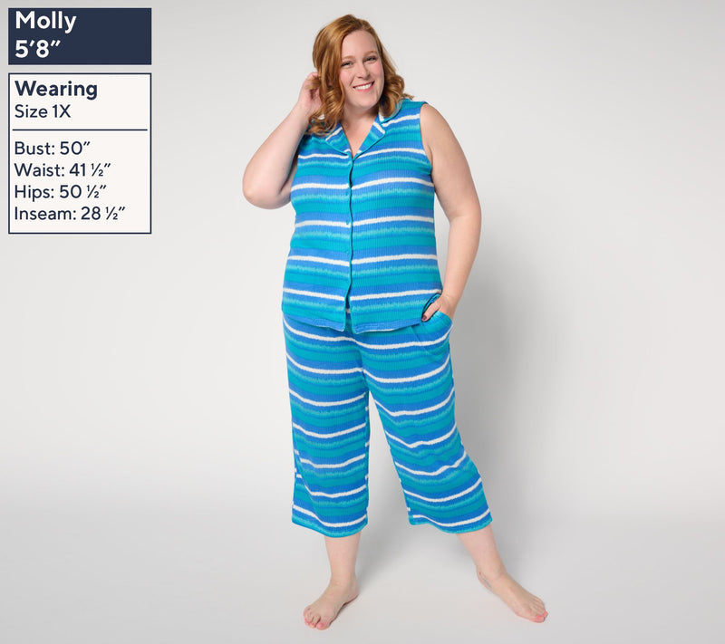 MUK LUKS Ribbed Butterknit Sleeveless Notch Collar Pajama Set — View 2