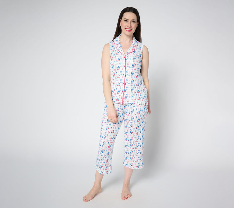 MUK LUKS Ribbed Butterknit Sleeveless Notch Collar Pajama Set — View 16