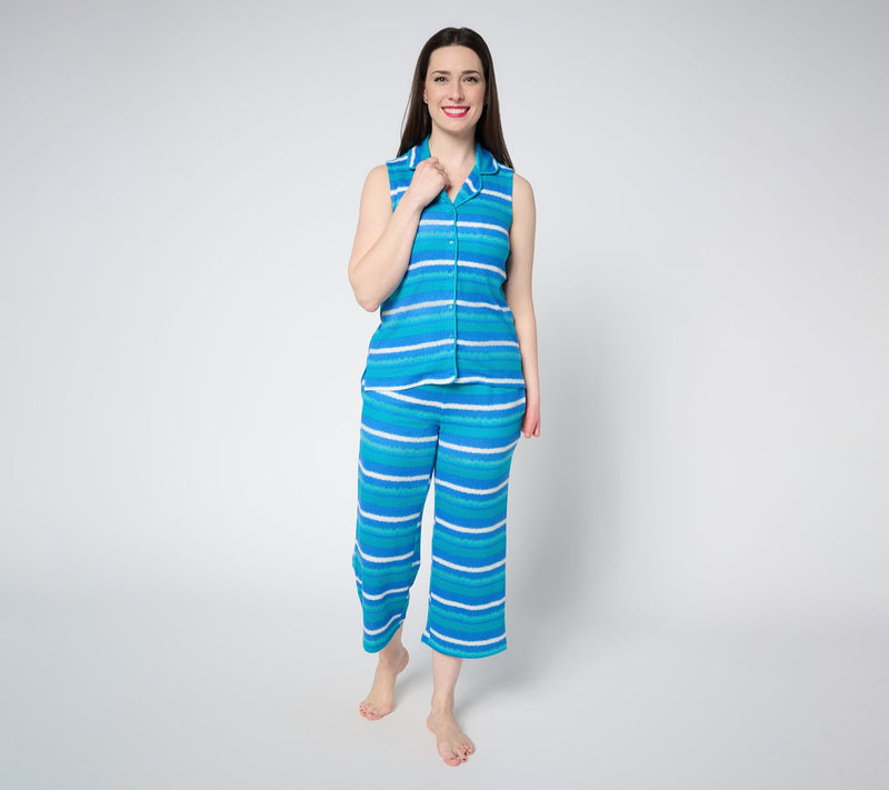 MUK LUKS Ribbed Butterknit Sleeveless Notch Collar Pajama Set — View 17