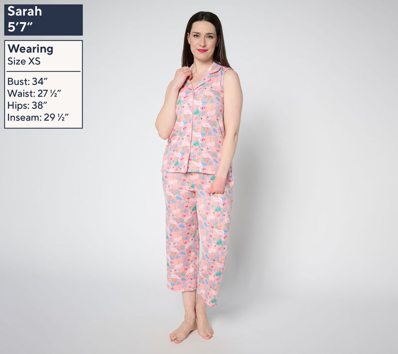MUK LUKS Ribbed Butterknit Sleeveless Notch Collar Pajama Set — View 3
