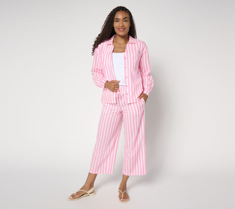 MUK LUKS Collared Long Sleeve and Pant Beach Cover Up — View 7