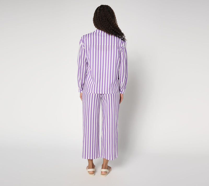 MUK LUKS Collared Long Sleeve and Pant Beach Cover Up — View 13