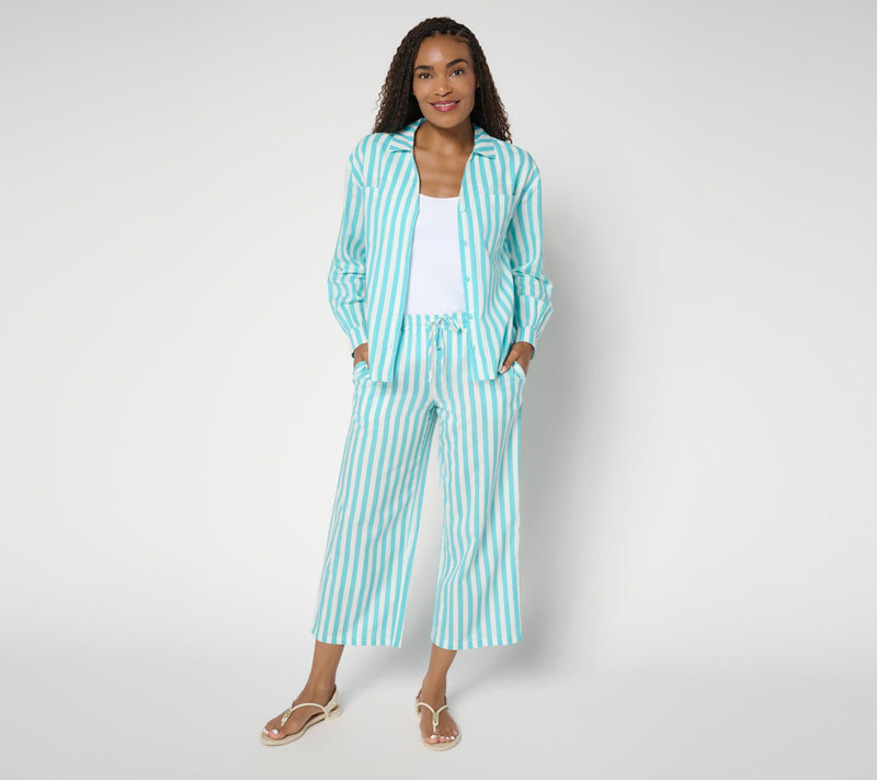 MUK LUKS Collared Long Sleeve and Pant Beach Cover Up — View 11