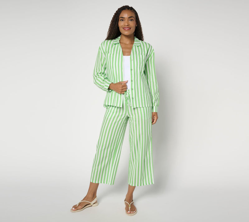 MUK LUKS Collared Long Sleeve and Pant Beach Cover Up — View 5