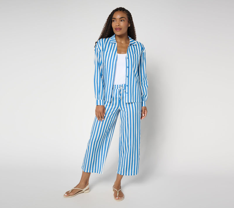 MUK LUKS Collared Long Sleeve and Pant Beach Cover Up — View 9