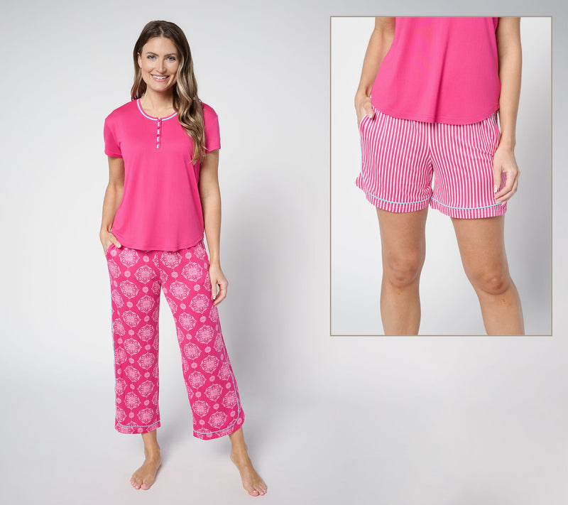 MUK LUKS Cloud Knit Tee, Short, & Capri Pajama Set — View 5