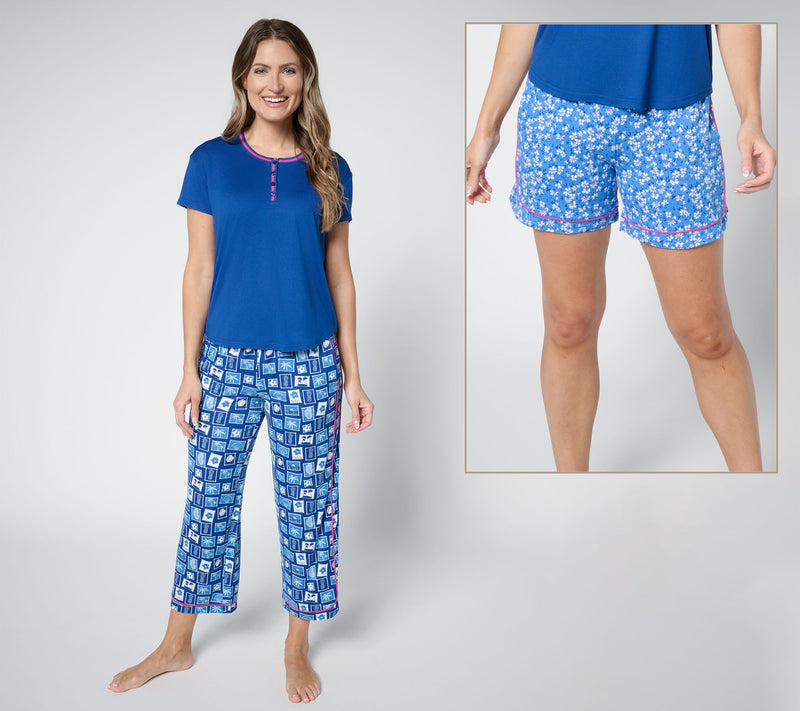 MUK LUKS Cloud Knit Tee, Short, & Capri Pajama Set — View 7