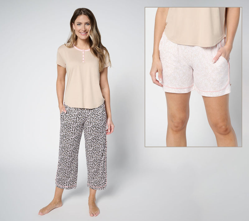 MUK LUKS Cloud Knit Tee, Short, & Capri Pajama Set — View 11